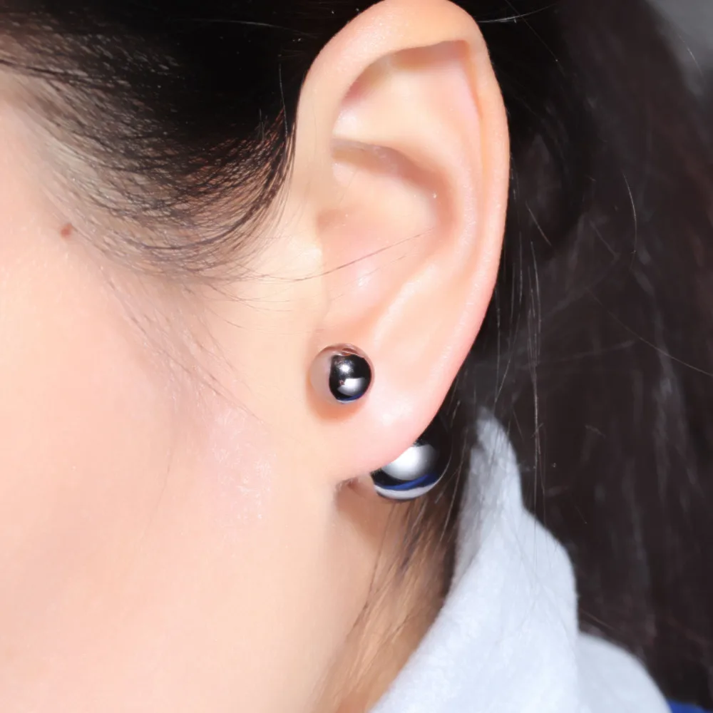 Doreen Box акриловая Двусторонняя Ушная стойка серьги-гвоздики шар черный 8 мм