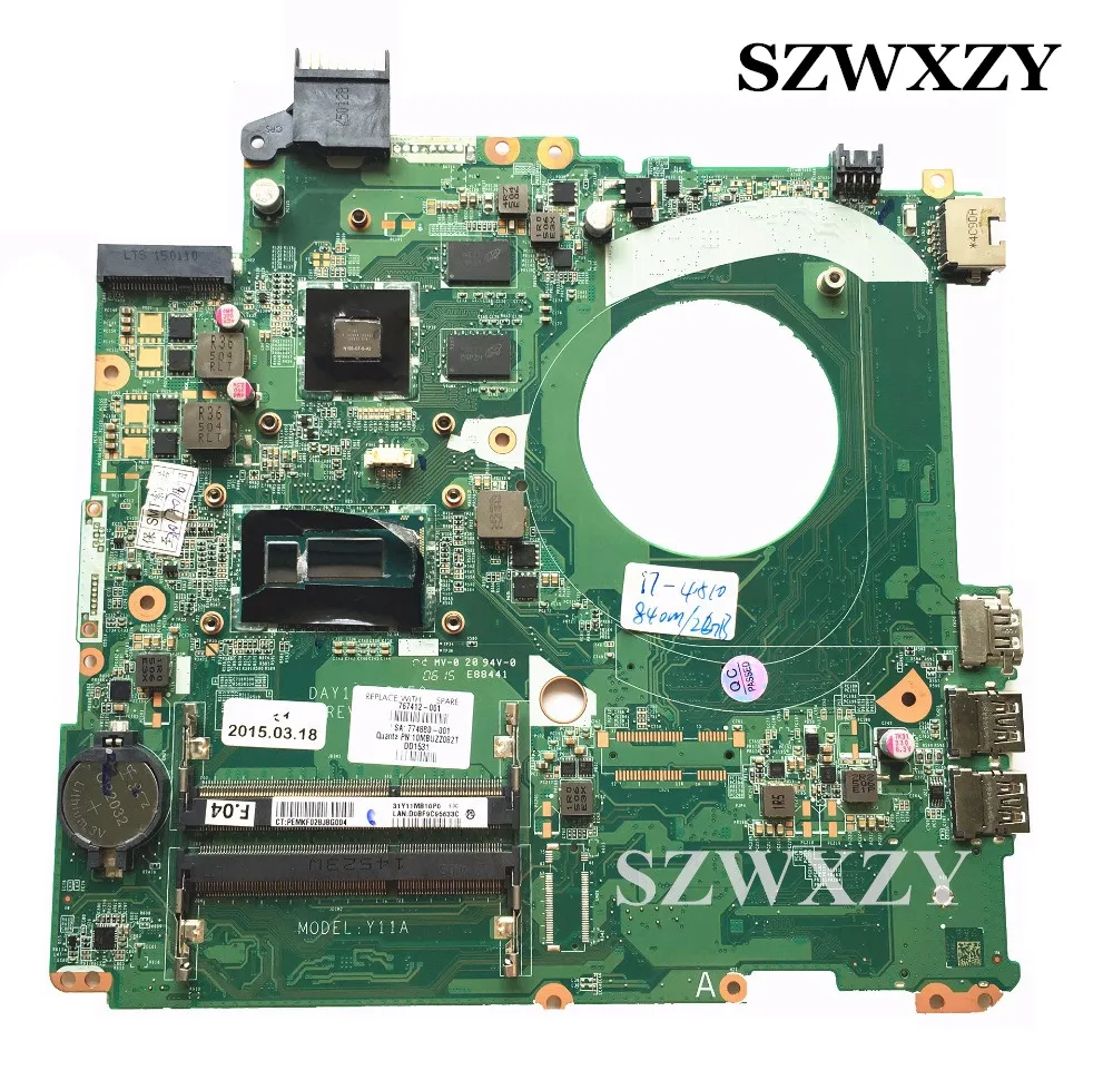 Для hp 15-P Материнская плата ноутбука DAY11AMB6E0 766472-001 766472-501 i7-4510U DDR3 GT 840 2 Гб не отремонтированы