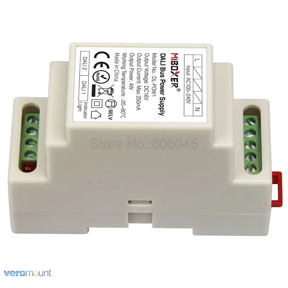 Блок питания Miboxer DIN Rail DALI шина DL POW1 DC16V 4W Max250mA AC 110V 220V RGB CCT Светодиодная лента