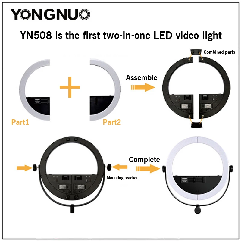 Горячая YONGNUO 2 в 1 Youtube светодиодный видео кольцо лампа YN508 фотография телефон свет