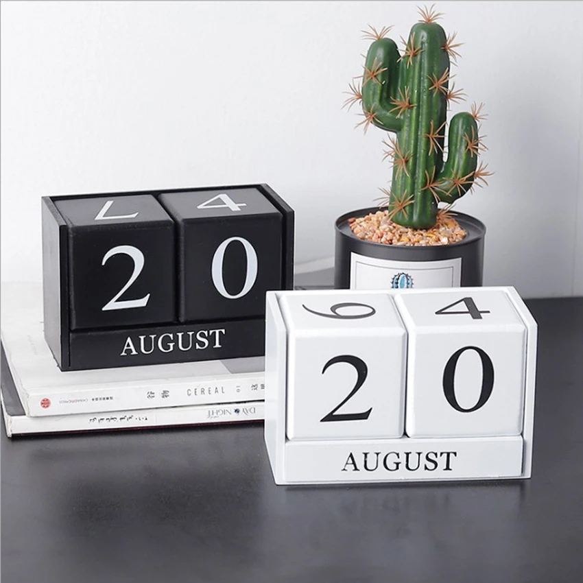 Wood Calendar DIY Agenda Block Planner Desktop Calendar Organizer Block Stand Home Office Decor Wooden Perpetual Calendar diy wooden faith family and friends birthday calendar
