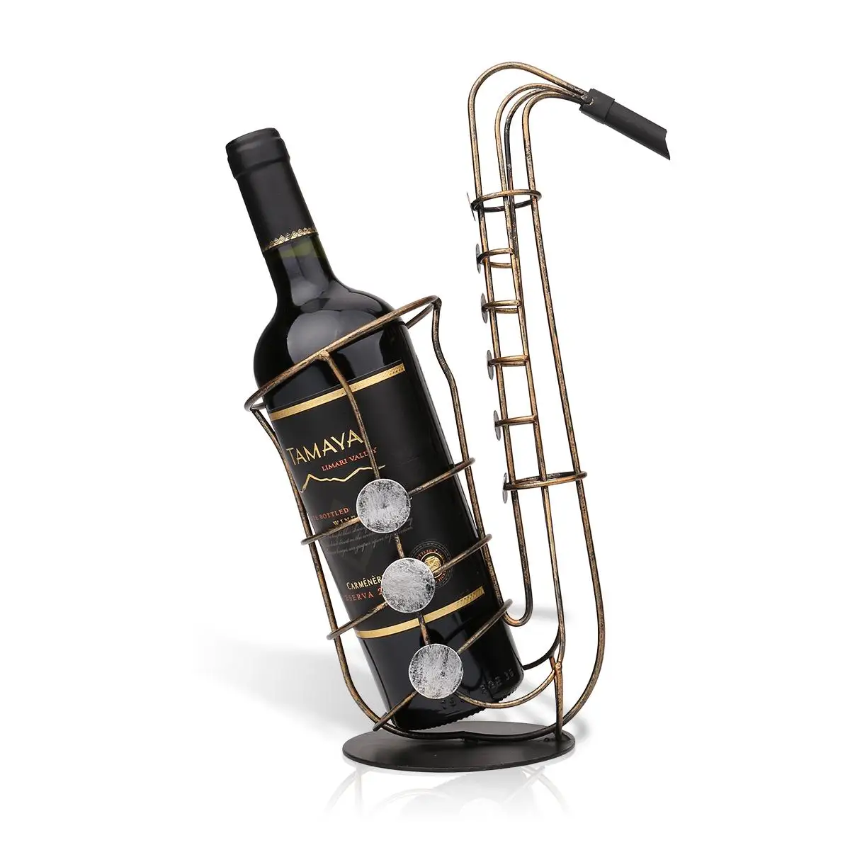 Металлическая скульптура TOOARTS стойка для вина Sax красивая и практичная держатель
