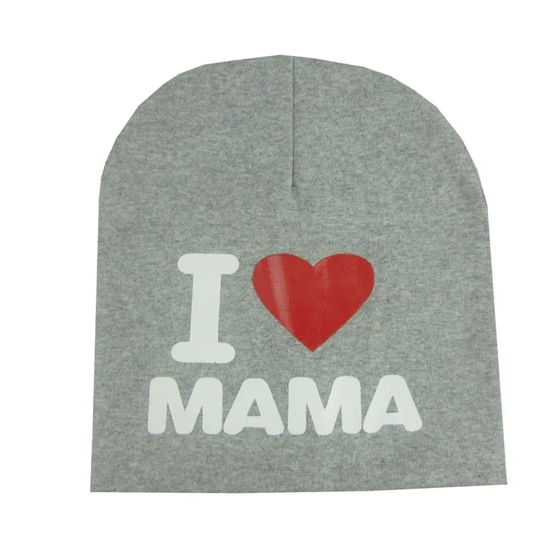 Милая теплая вязаная хлопковая шапочка с надписью I LOVE MAMA/PAPA для маленьких