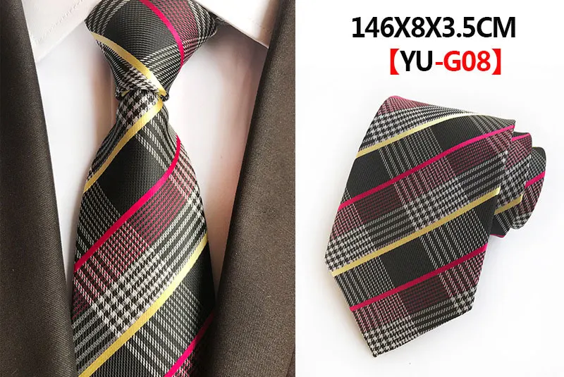 Classic 8cm Formal Tie Black Bule Striped Plaid Jacquard Necktie For Men Business Wedding Neckwear Gift Accessories Ties Gravata - Цвет: A08