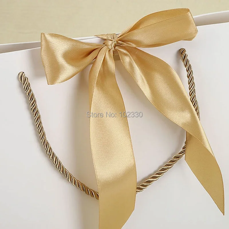 100 шт./лот бумажный пакет с логотипом на заказ/бумажный подарочный золотой лентой