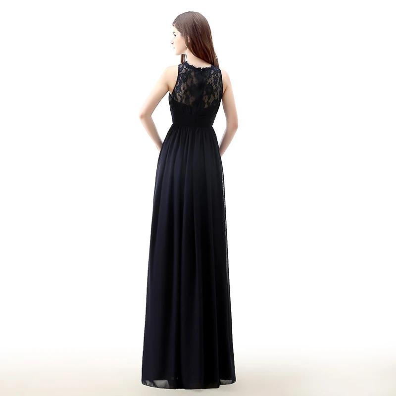 Forevergracedress 2017 Черные Длинные платье подружки невесты Дешевые линии рукавов