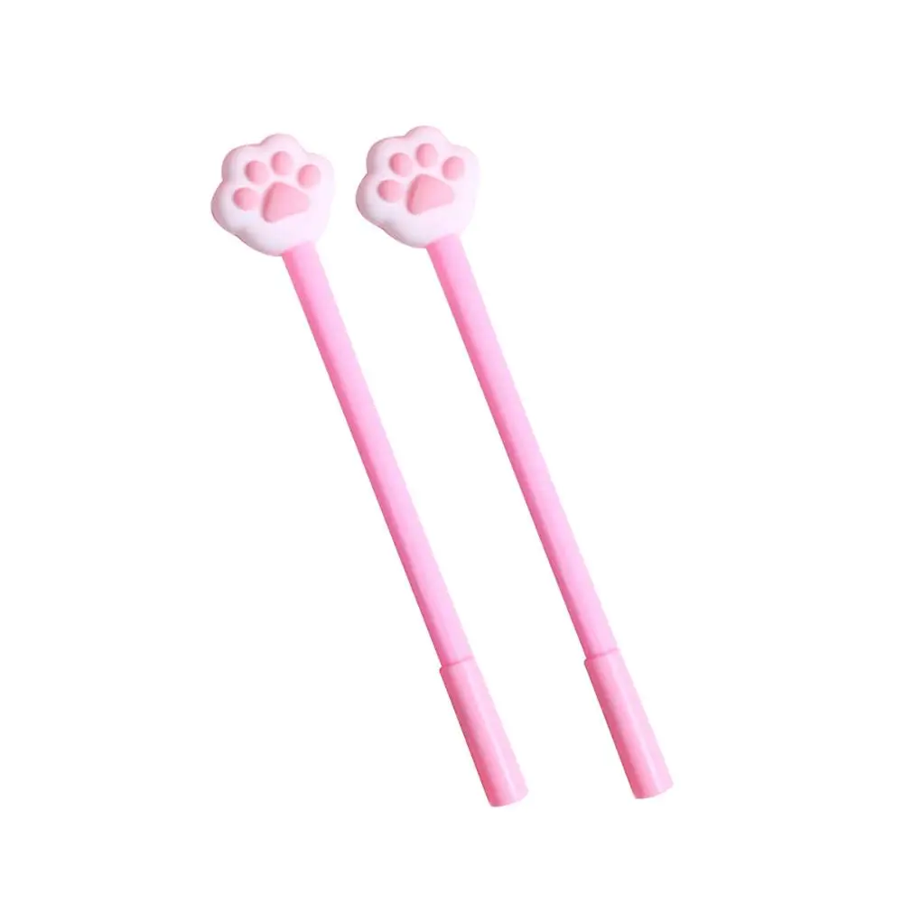 

2Pcs Cute Cat Paw 0.5mm Black Gel Pen Promotion Pink Cartoon Student Writing Stationery School Supplies for Girl