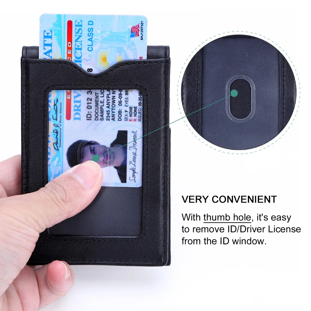 Kinzd мужские минималистский Кошелек двойного сложения RFID Блокировка натуральной