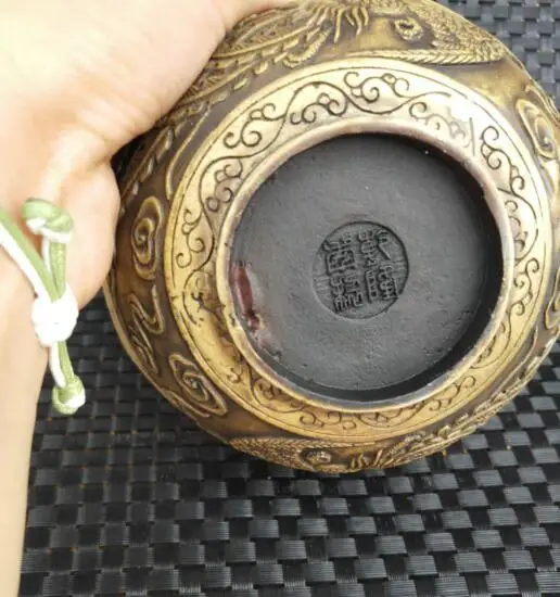 

China brass phoenix bowl craft statue