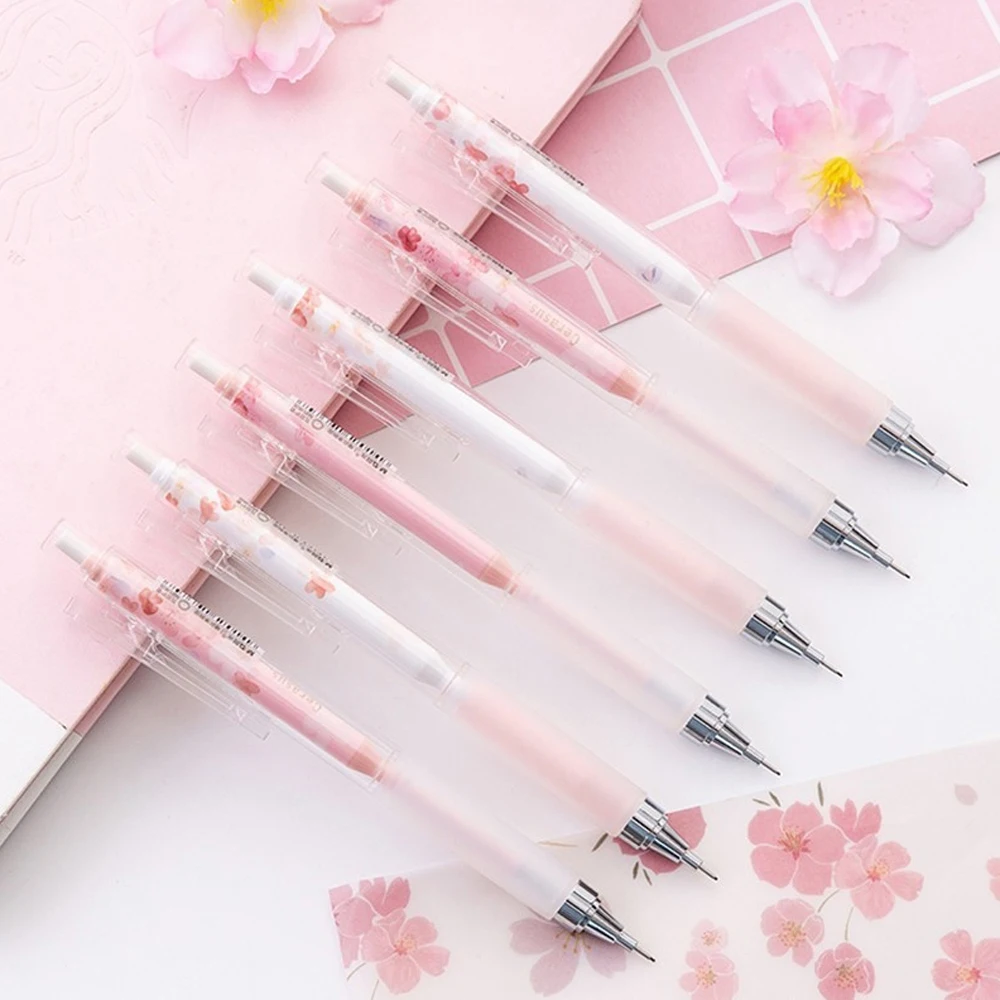 0.5mm Japan Lovely Cherry Blossoms Automatic Pencil Kawaii Plastic Mechanical Pencils For Kids Gifts Student Supplies Stationery