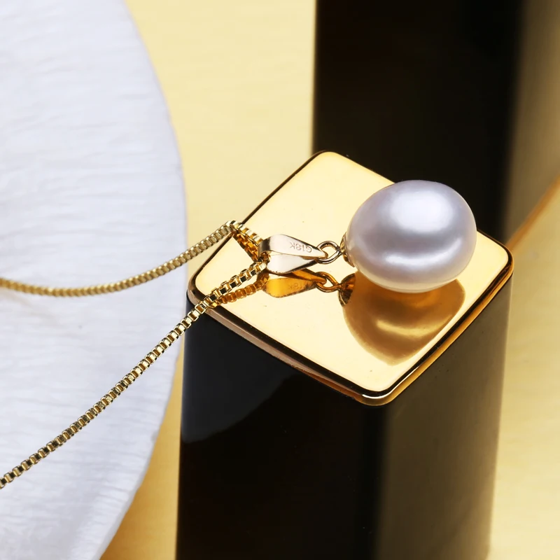FENASY 18 k золотые жемчужные серьги ювелирные украшения, 18 K золотой кулон жемчужные ювелирные изделия ожерелья& Подвески для любителей отправить s925 Серебряные Ожерелья