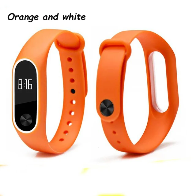 orange and white Двойной цвет mi band 2 аксессуары pulseira mi band 2 ремешок сменный силиконовый ремешок для xiaomi mi2 умный Браслет - Цвет: orange and white