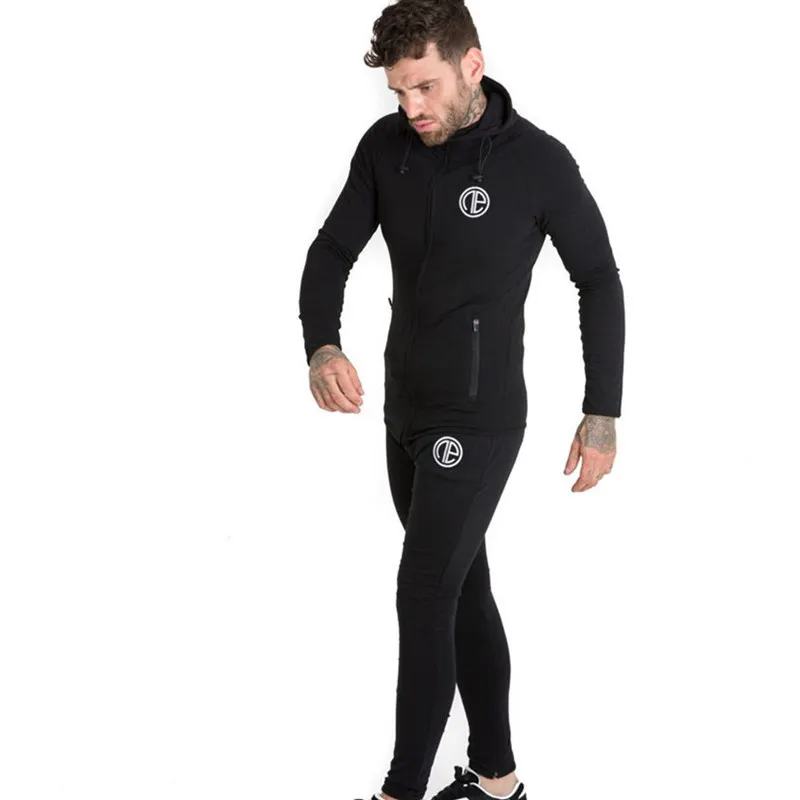 Осенние новые мужские облегающие толстовки с капюшоном свитшоты тренажерные