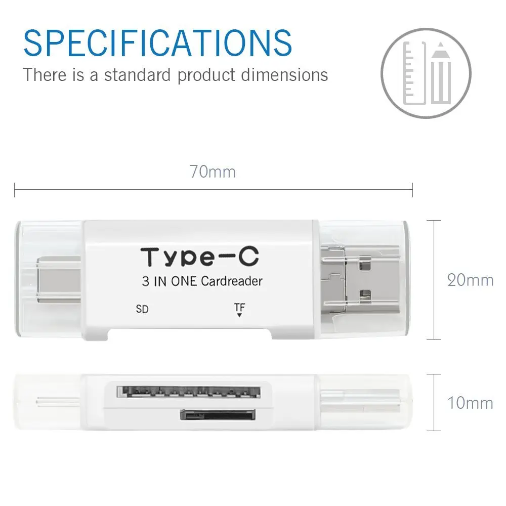 Ascromy 3 в 1 карта памяти Type C кардридер Micro USB TF SD OTG адаптер для MacBook Pro Google Pixel 2 XL Samsung S9