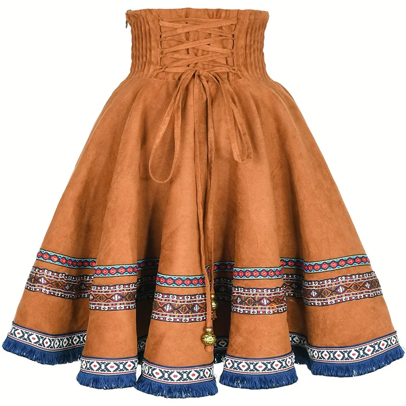 Женская винтажная короткая юбка Элегантная универсальная фиолетовая замшевая в