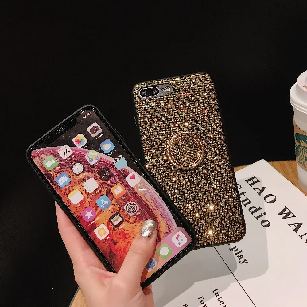 Чехол для Huawei P30 P20 P10 Pro Mate 10 20 V20 Honor со стразами 360 кольцо держатель телефона