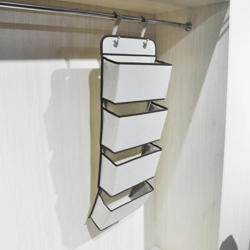 4 Pocket Hanging Wall Closet Storage Bag Organizer Over Door Cloth Toy Organizer Bag Pouch Hanger