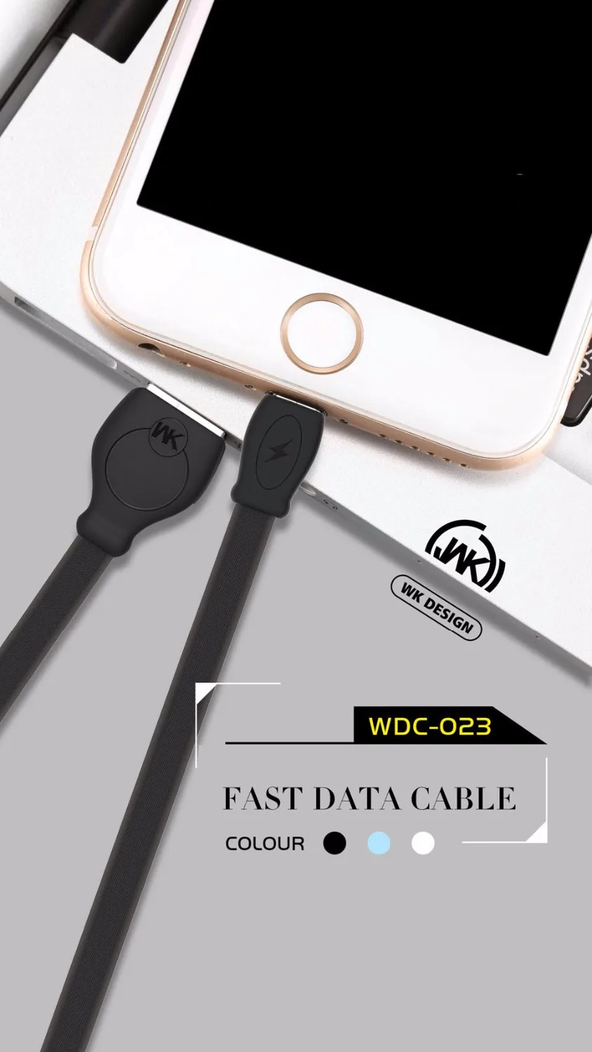 WK 2,4 A Быстрый зарядный плоский кабель USB от Micro до USB передачи данных ПВХ тире шнур 1 м для Xiaomi/samsung/Nokia/Android планшета
