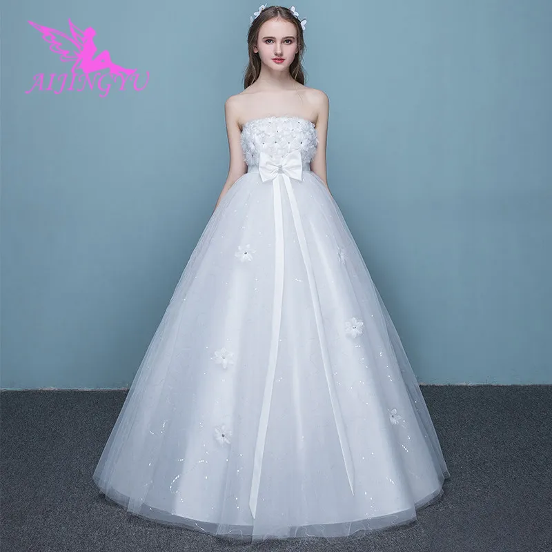 

AIJINGYU 2021 ivory Customized new hot selling cheap ball gown lace up back formal bride dresses wedding dress FU187