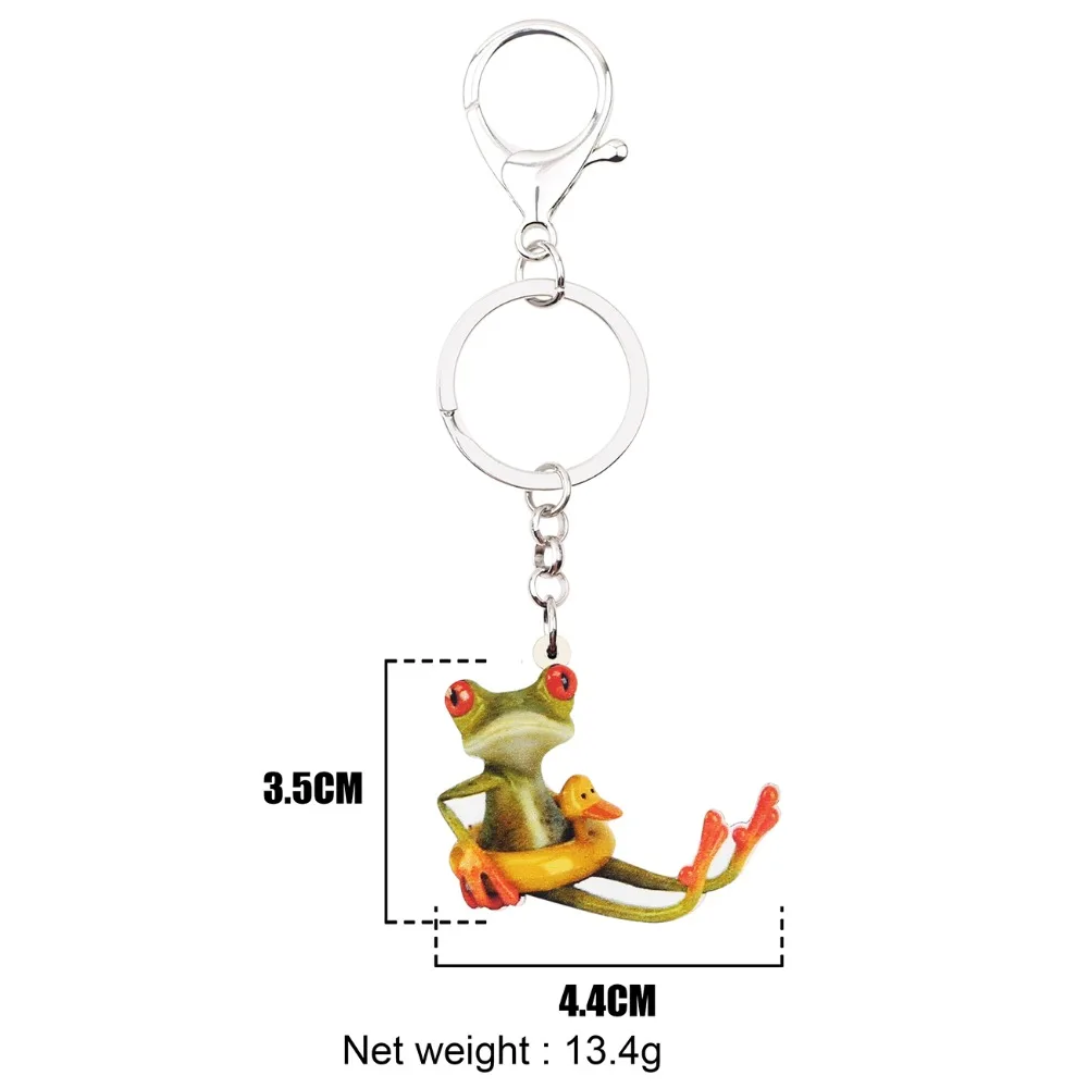 Bonsny Acrylic Swim Ring Frog Key Chains Keychain Holder Anime Animal Jewelry Gift For Women Girls Teens Bag Car Charms Pendant | Украшения