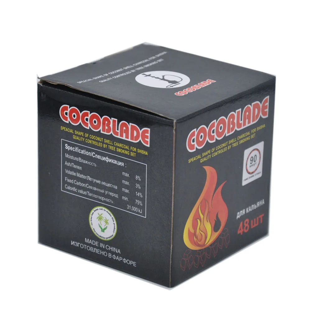1BoxCharcoal 48 шт./кор. Cocoblade кокосового корпуса Кальян Древесный уголь для кальяна табачный кальян уголь костюм металлический горелка для кальяна, аксессуары - Цвет: 1BoxCharcoal