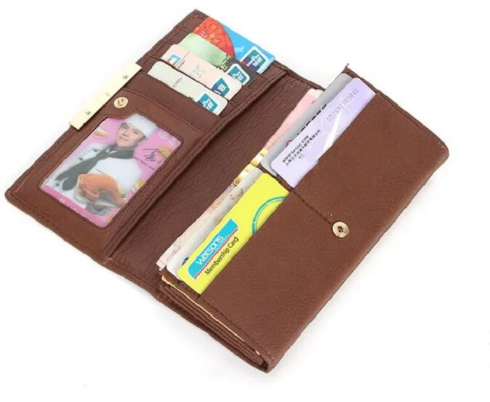 Брендовые кожаные женские кошельки конский волос дизайнерские длинные