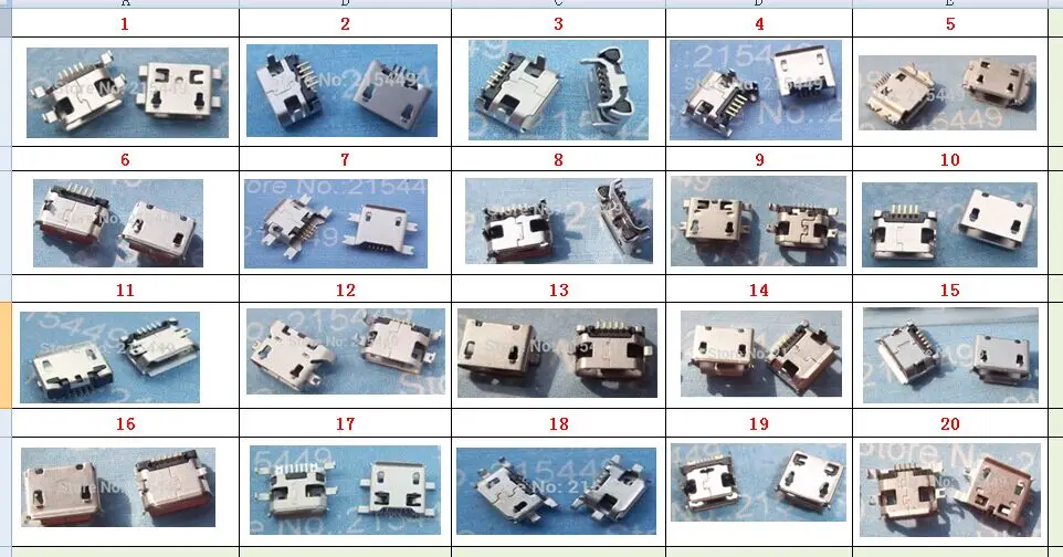 40pcs 20 models Micro USB Jacks Connector Tail Charging socket for ZTE Lenovo Huawei Mobile Phone Tablet | Обустройство дома