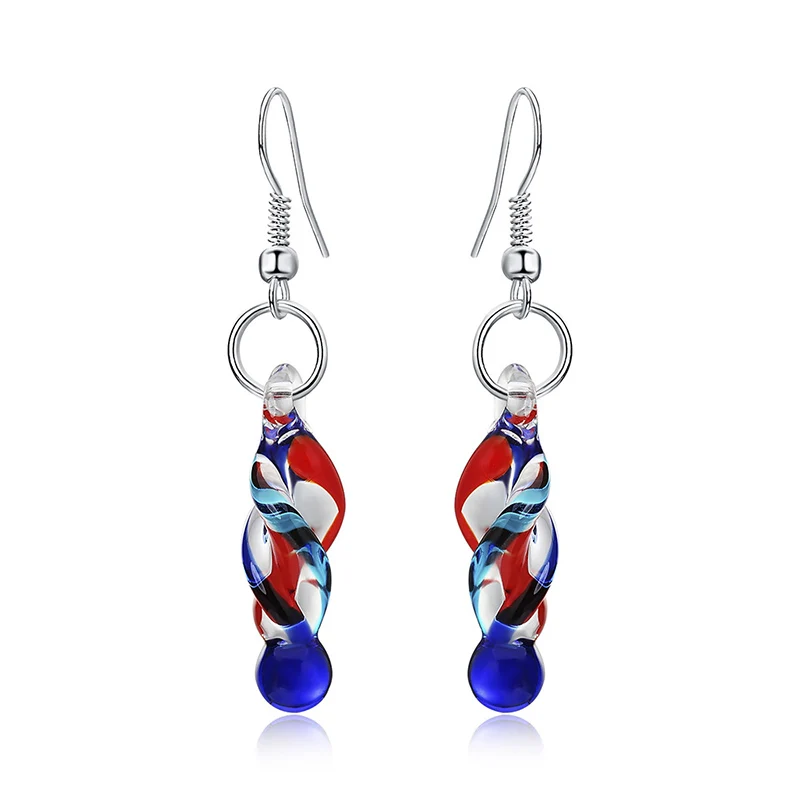 Earring AKOLION Женские аксессуары длинные ювелирные изделия спирально-торнадо в форме муранского индивидуального дизайна ожерелье модные длинные серьги набор - Окраска металла: Earring