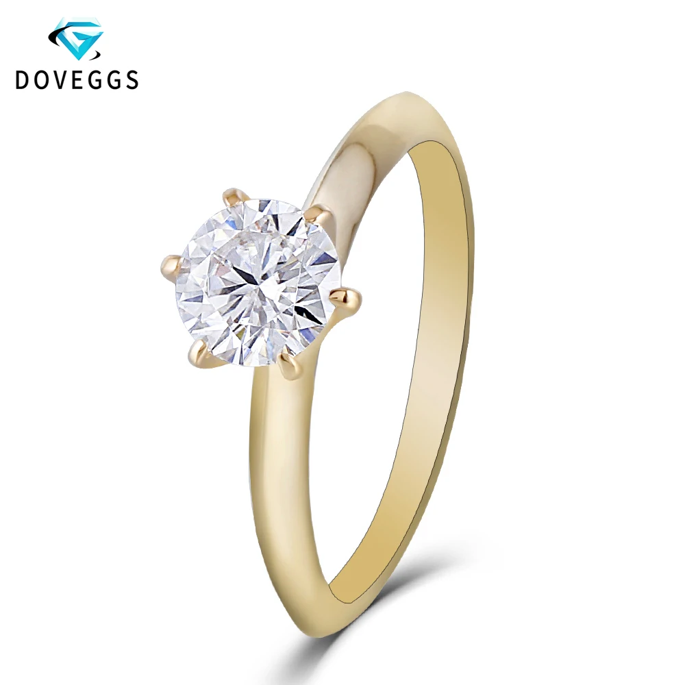 Женское кольцо для помолвки DovEggs золотое или желтое 1ct 6 5 мм F Color Lab Created