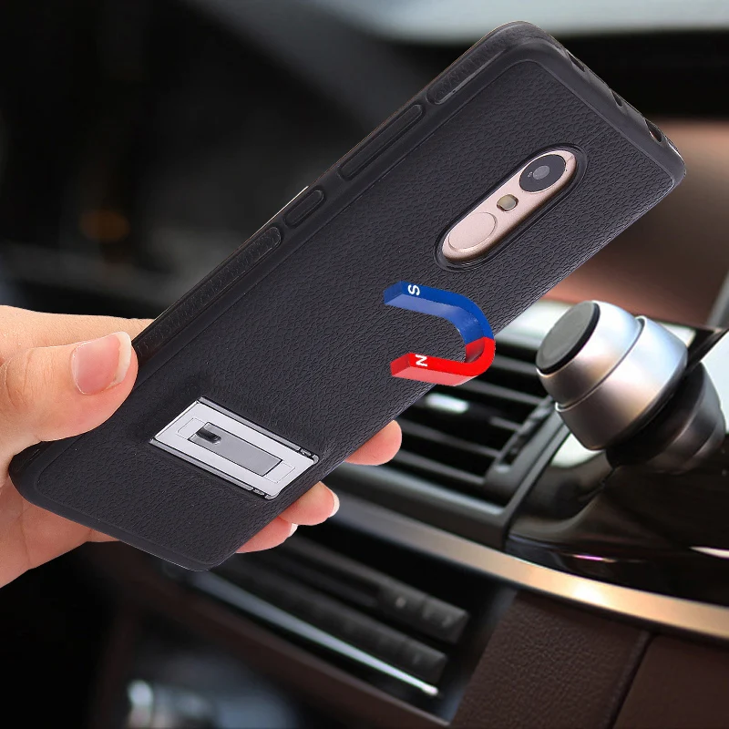 Ультра тонкий ТПУ текстуру кожи кронштейн чехол для Xiaomi Redmi Note 4 Роскошные