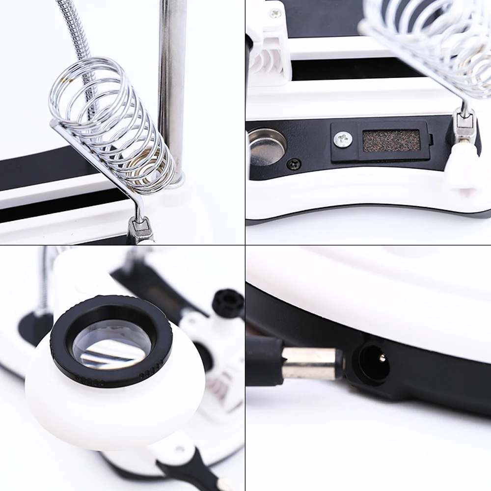 С светодиодный свет увеличительные стекла DIY пайка ПХД настольная Лупа с подсветкой Вспомогательный зажим защищенный зажим «крокодил» "третья рука"
