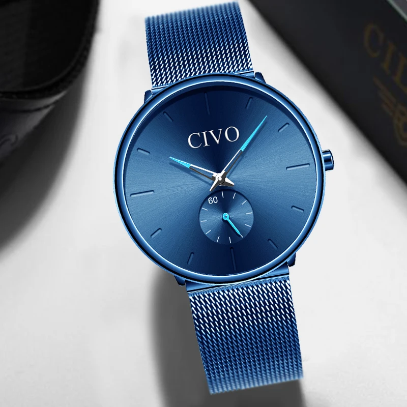 CIVO Роскошные Лидирующий бренд часы мужские водонепроницаемые тонкие из