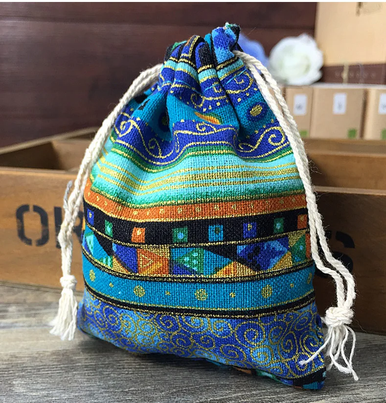 National Ethnic Stripe Gift Pouches 8x10cm 9x12cm 10x15cm 13x17cm pack 50 Party Candy Sack Jewelry Cotton Bags