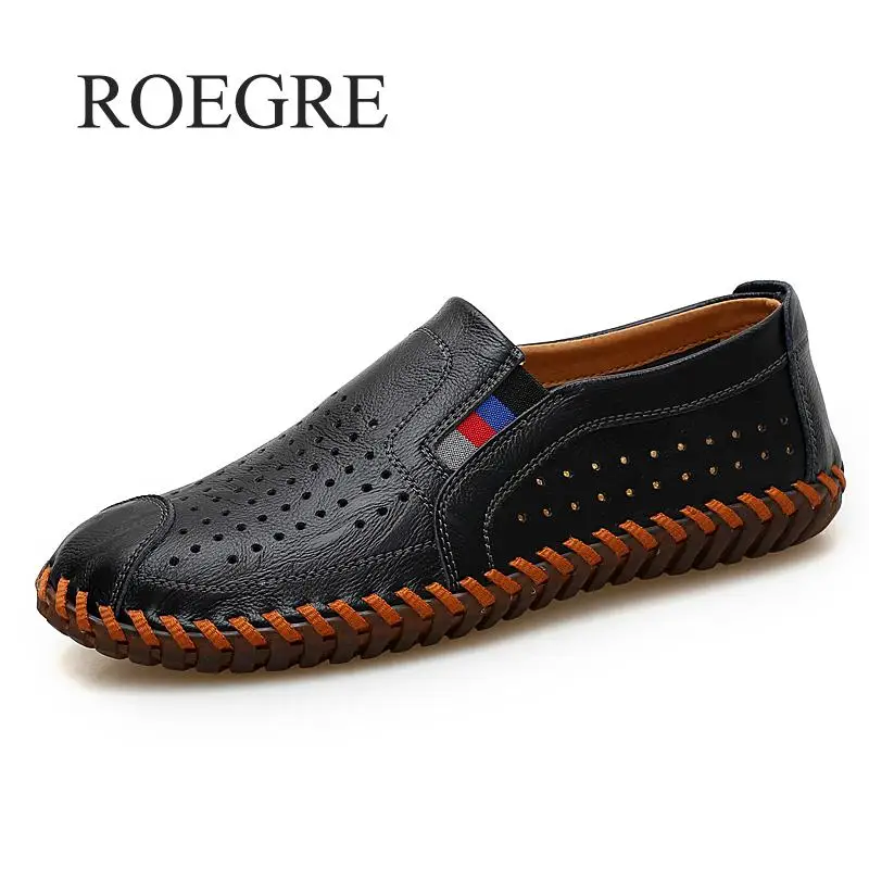 

Genuine Leather Men Casual Shoes Summer 2019 New Breathable Soft Driving Men's Handmade Chaussure Homme Net Surface Loafers