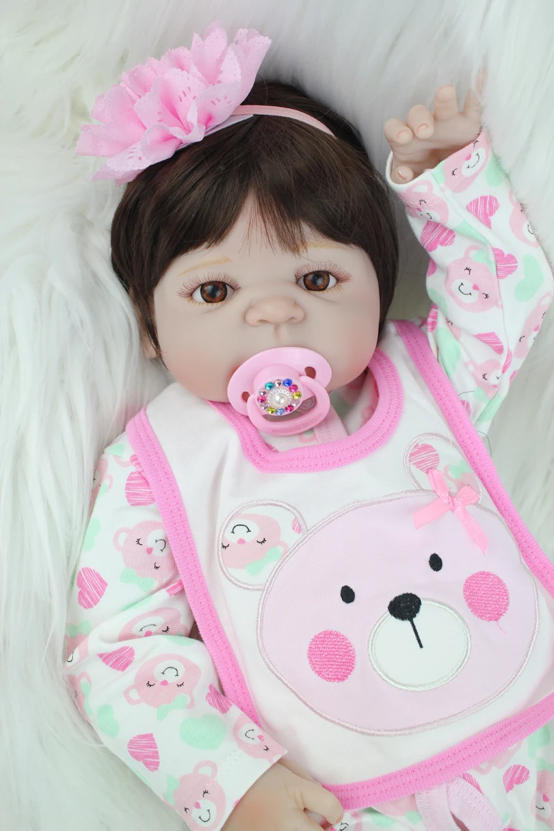 55 см полное Силиконовое боди Reborn Girl Baby Doll Игрушки 22 дюйма новорожденная принцесса