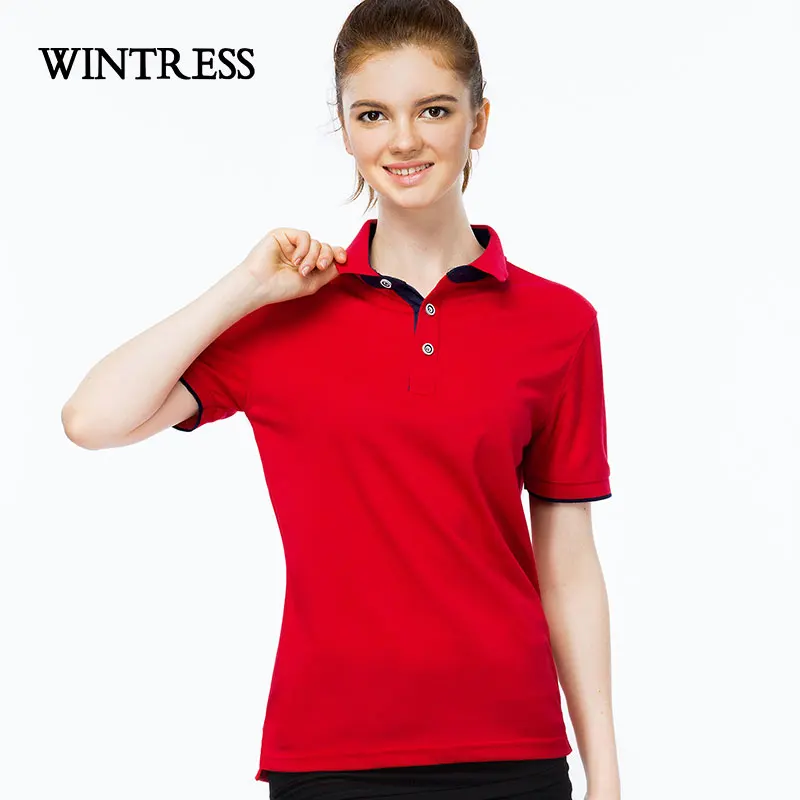 WINTRESS высокое eng Solim Для женщин футболка поло Повседневное Стиль Фитнес отложным