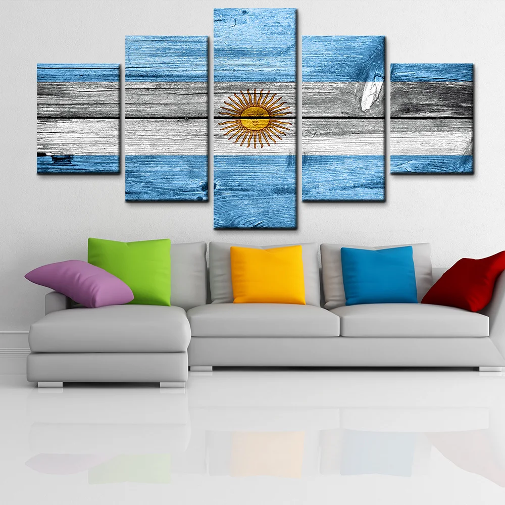 

Modern home decor Argentina flag art poster HD print on canvas 5 pieces canvas painting for living room wall art picture jcyg-64
