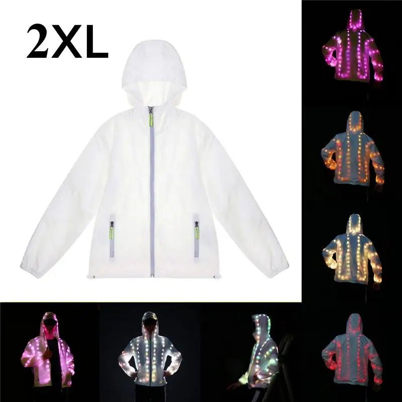 2XL Size Батарея приведенный в действие СВЕТОДИОДНЫЙ Красочный световой костюм одежда пара плащ свободного покроя для вечерние Танцы музыкального фестиваля - Цвет: 2XL Size