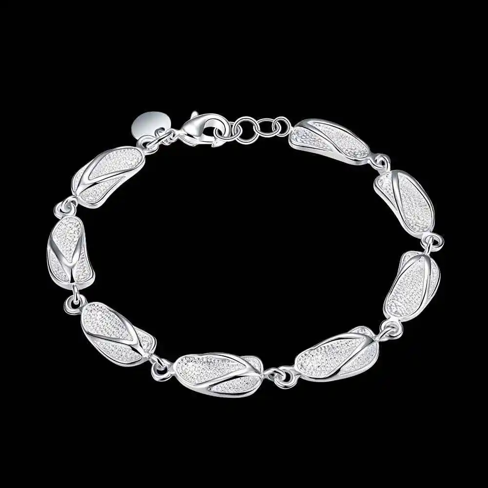 Лидер продаж Новинка Серебряные шлепанцы с полным покрытием мужские браслетом|men