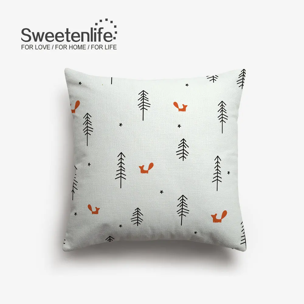 SL0202 Sweetenlife акварель милые бегущая лиса Чехлы зеленого цвета с узором в виде листьев, Подушка для стула, 45x45 см/30x50 см наволочки Декор - Цвет: SL0202