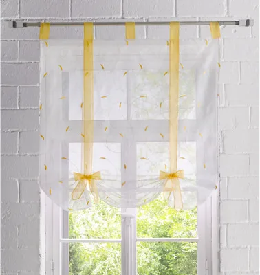1pc curtain Простые универсальные вышитые оконные цветочные короткие занавески s римские жалюзи для гостиной модные кухонные тюлевые занавески для дверей жалюзи - Цвет: 1pc curtain