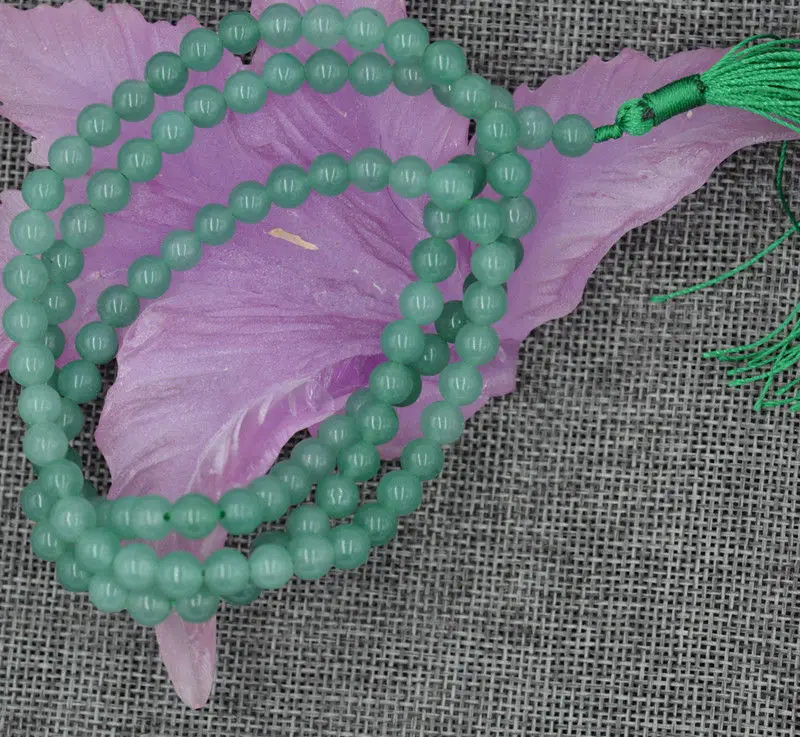 

Selling Jewelry>>new 6mm stone Buddhist Aventurine jadeite 108 Prayer Beads Mala Bracelet Necklace