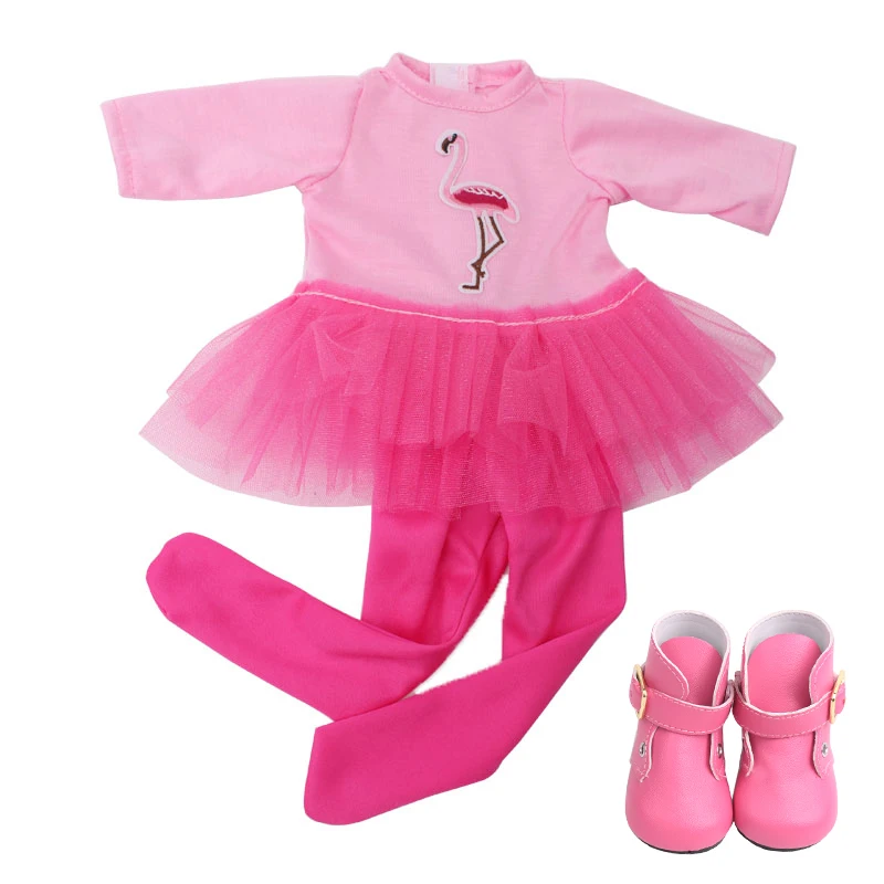18 inch Girls doll dress Birthday suit Christmas suit with shoes American born clothes Baby toys fit 43 cm baby dolls c646
