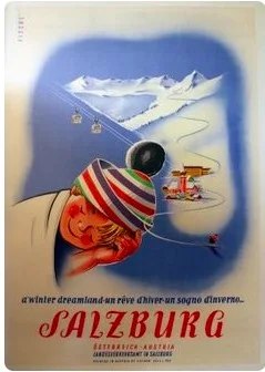 Зимние спортивные Альпы Kitzbuhel Австрия лыжи катание на лыжах Путешествия классический ретро-постер холст живопись DIY настенная бумага домашний Декор подарок - Цвет: Коричневый