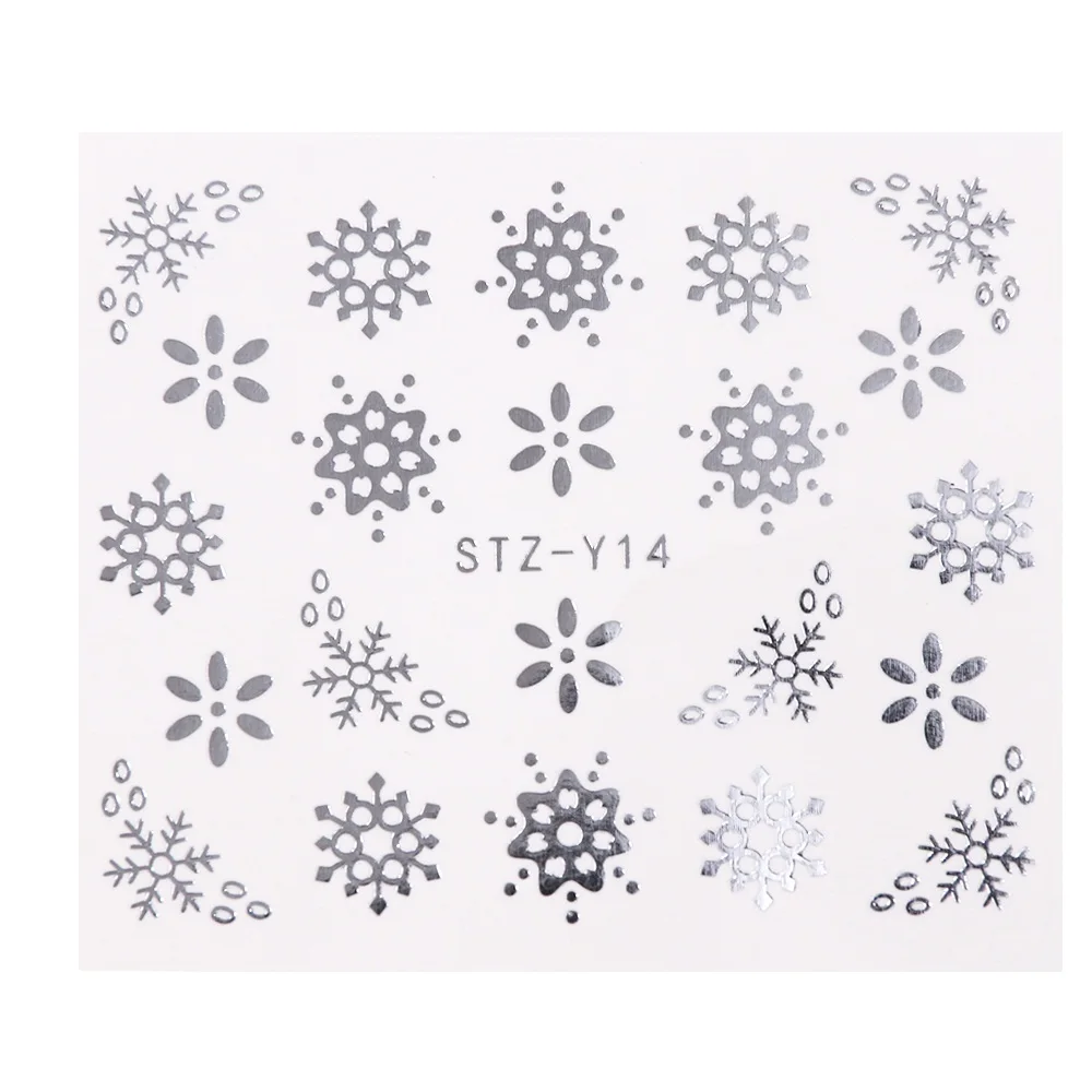 STZ-Y14 Silver 1 шт. золото/серебро Рождество дизайн ногтей наклейки снег цветок полые ползунки воды наклейки для ногтей маникюр инструмент LASTZ-YA - Цвет: STZ-Y14 Silver