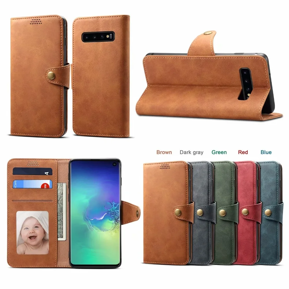 Винтажный чехол кошелек для Samsung Galaxy S10E держатель фото и карт противоударный S10 E