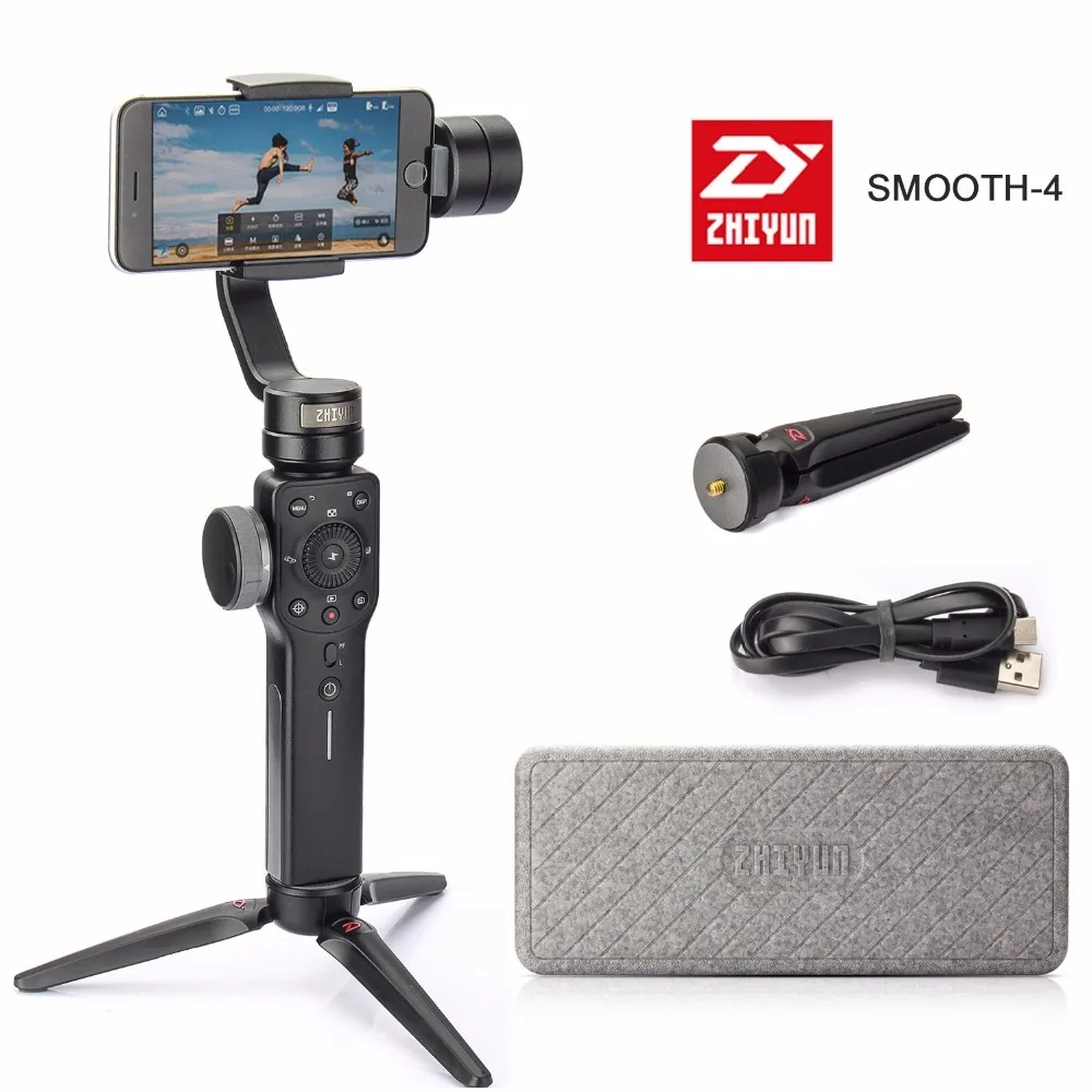 Zhiyun Smooth-Q гладкий 4 3-осевой телефон ручной шарнирный стабилизатор с поворотом на мобильный телефон для iPhone 6, 7, 8, X samsung Galax S8 Plus смартфон