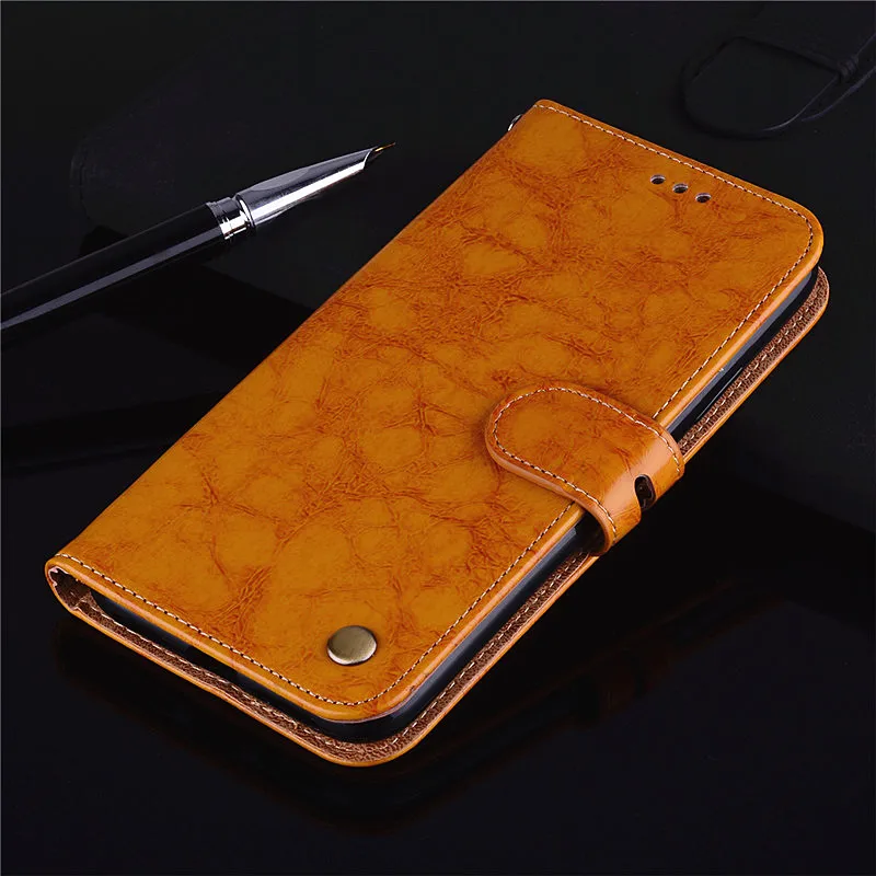 Кожаный чехол-кошелек PDGB для Xiaomi Redmi Go Redmi Note 7/Note7 Pro, глобальная версия, винтажный Чехол-книжка, мягкий чехол - Цвет: Yellow