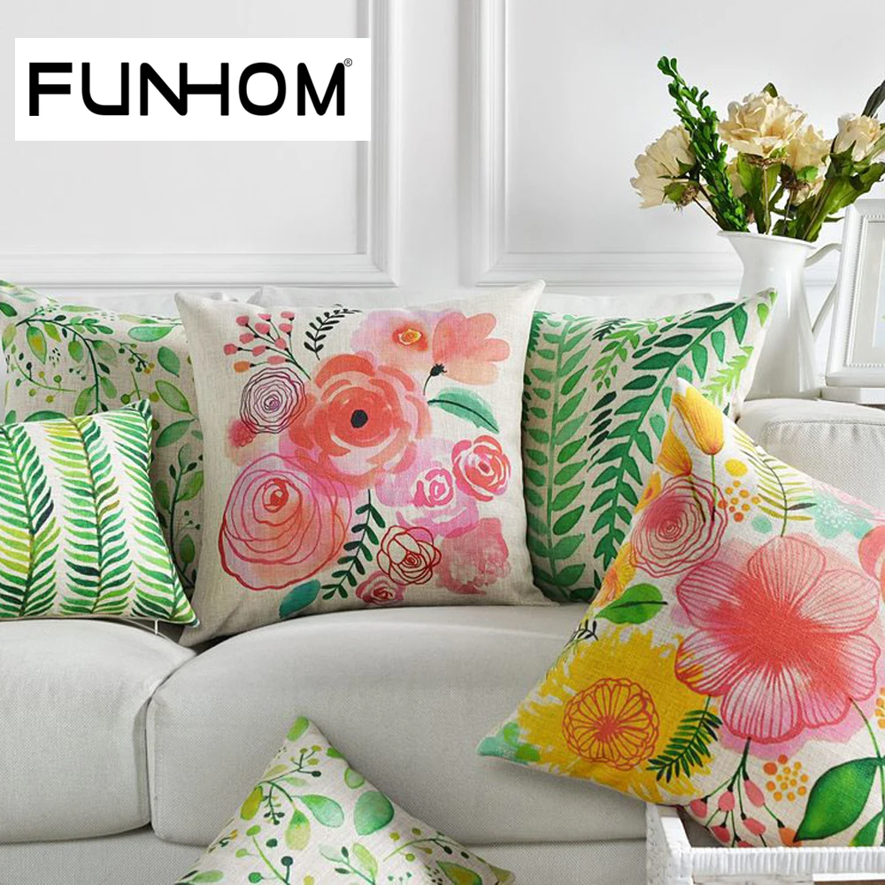 Европейская Цветочная подушка для сада офисный Поясничный чехол подушки с