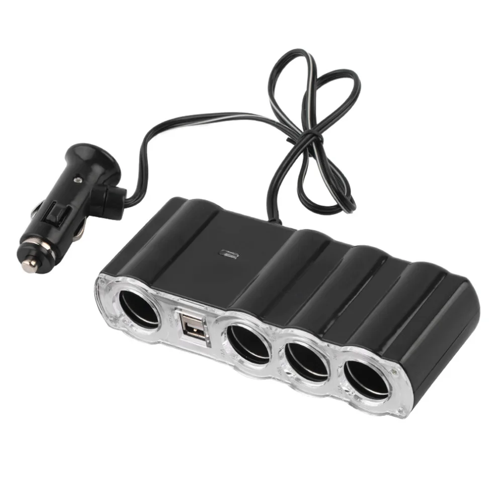 12 V-24 V 4 Way мульти разъем автомобильное зарядное устройство Автомобильная розетка для автомобильного прикуривателя сплиттер и двойной usb порт штепсельный адаптер
